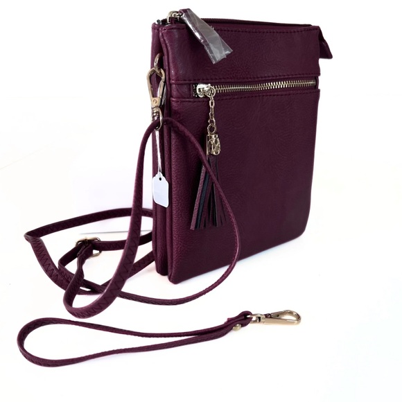 Burgundy Crossbody Purse satchel wristlet - Picture 1 of 6
